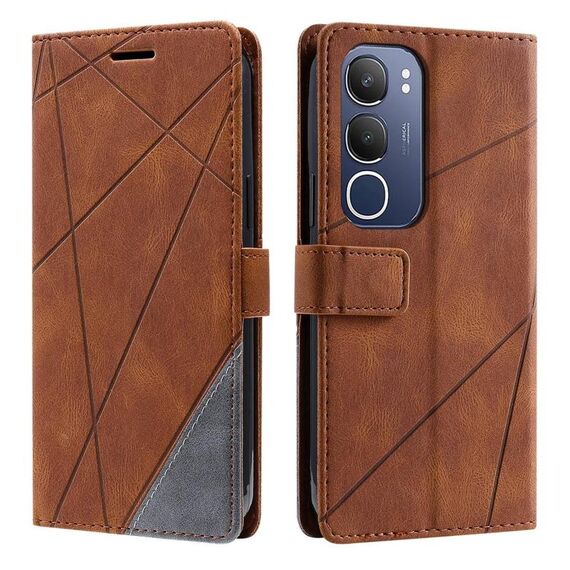 Per vivo Y19s Custodia in pelle con cuciture Skin Feel (marrone)