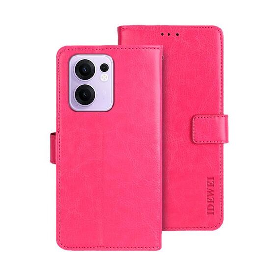Per OPPO Reno13 F 5G idewei Crazy Horse Texture Custodia in pelle per telefono (rosso rosa)