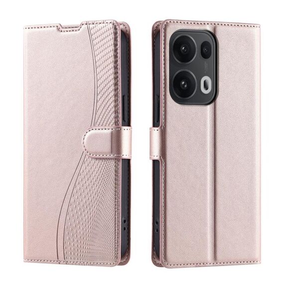 Per OPPO Reno13 Pro 5G Voltage Custodia per telefono in pelle ultra sottile a pois (oro rosa)