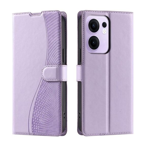 Per OPPO Reno13 F 5G Global/ 4G India Voltage Custodia per telefono in pelle ultrasottile a pois (viola)