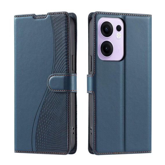 Per OPPO Reno13 F 5G Global/ 4G India Voltage Custodia per telefono in pelle ultrasottile a pois (blu)