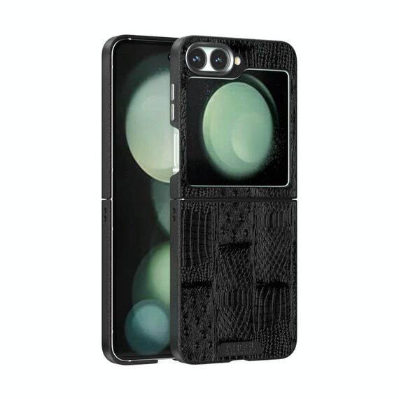 Per Samsung Galaxy Z Flip6 5G ABEEL Beast Pattern 6D Micro-Embossed MagSafe Custodia per telefono in vera pelle (nero)