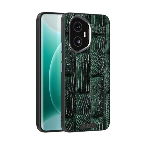 Custodia per telefono in vera pelle con motivo a bestia ABBEEL 6D Micro-Embossed MagSafe per Honor 300 (verde)