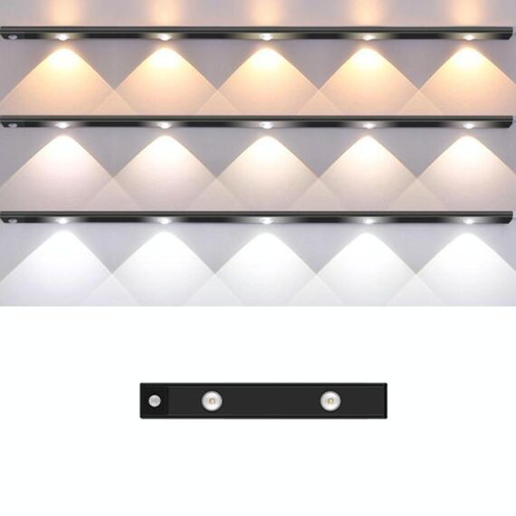 Barra luminosa con sensore di movimento ricaricabile da 20 cm, lampada per armadio con telecomando (nero)