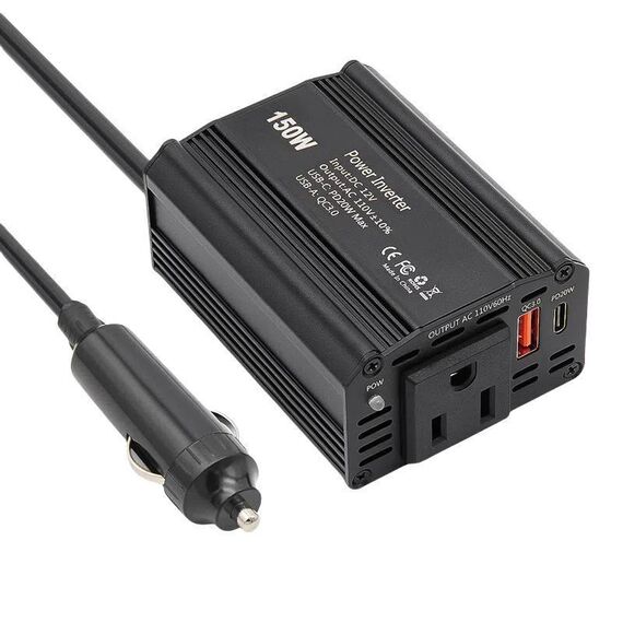 Adattatore di alimentazione per accendisigari per auto con inverter per auto a ricarica rapida PD20W QC3.0 da 150 W (spina USA)