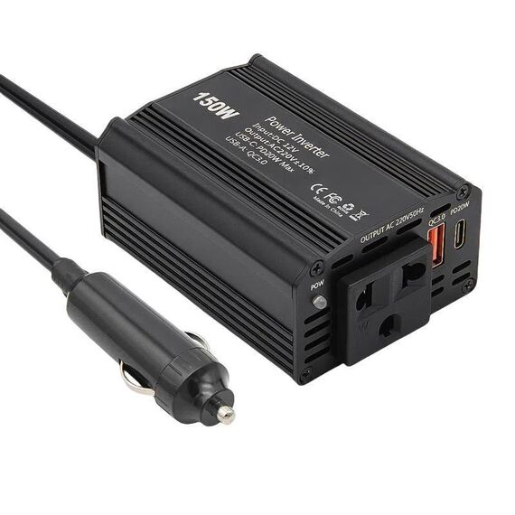 Adattatore di alimentazione per accendisigari per auto con inverter per auto a ricarica rapida PD20W QC3.0 da 150 W (spina UE)