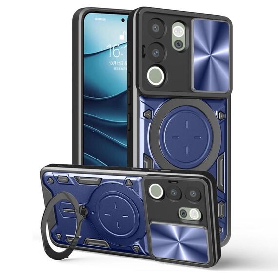 Per vivo V29e / Y200 5G CD Texture Custodia per telefono con supporto magnetico scorrevole Camshield (blu)