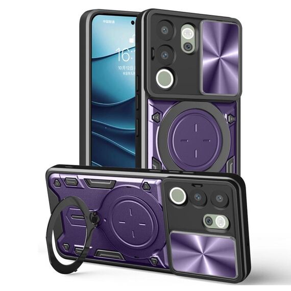 Per vivo V29e / Y200 5G CD Texture Custodia per telefono con supporto magnetico scorrevole Camshield (viola)