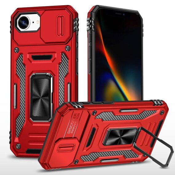 Per iPhone 16e Armor PC + TPU Camera Shield Custodia per telefono (rosso)