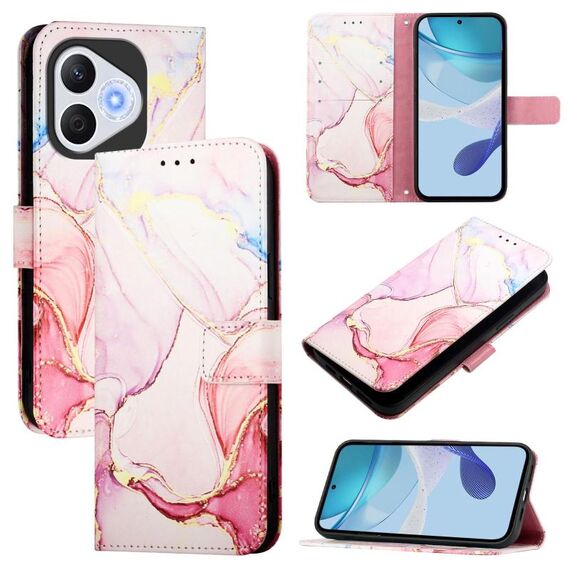 Custodia in pelle con motivo marmo per Honor 400 Lite PT003 (oro rosa)