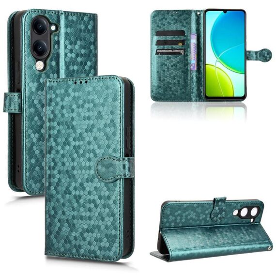 Per vivo Y29s 5G / Y04 4G Custodia per telefono in pelle con trama a nido d'ape (verde)