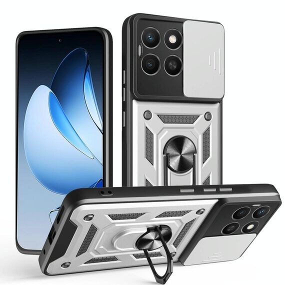 Per Honor X8c 4G Custodia per fotocamera scorrevole in TPU+PC (argento)
