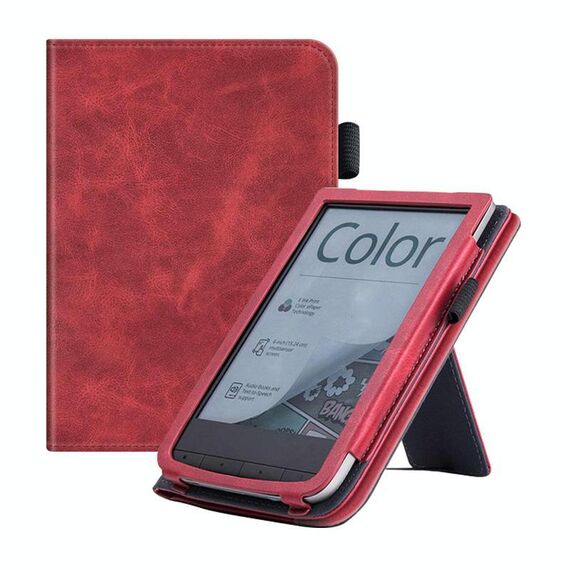 Per Pocketbook PB616 Custodia per tablet intelligente in pelle di vitello (rosso)