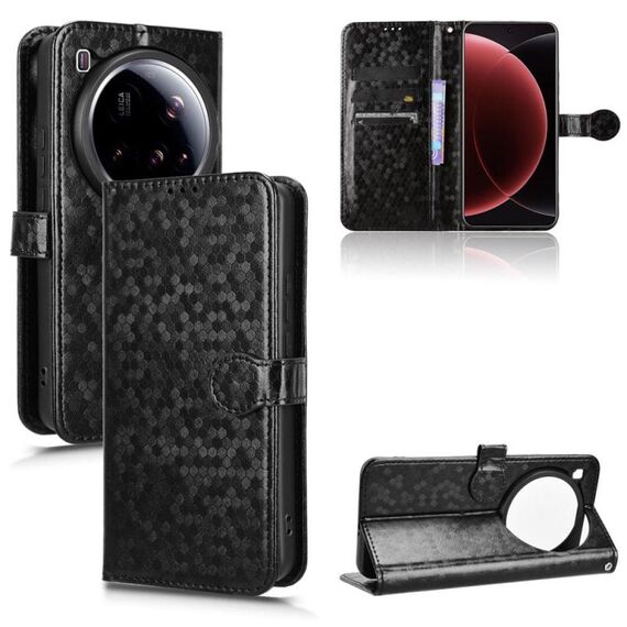 Custodia in pelle con trama a nido d'ape per Xiaomi 15 Ultra (nera)