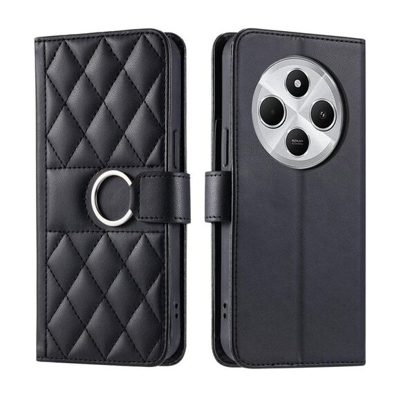 Per Redmi 14C 4G / 14R 5G Custodia per telefono in pelle con fibbia ad anello globale (nero)