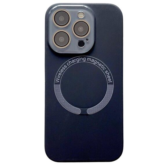 Per iPhone 15 Pro Max Custodia per telefono in silicone MagSafe con piccola finestra in vetro acrilico (nero)