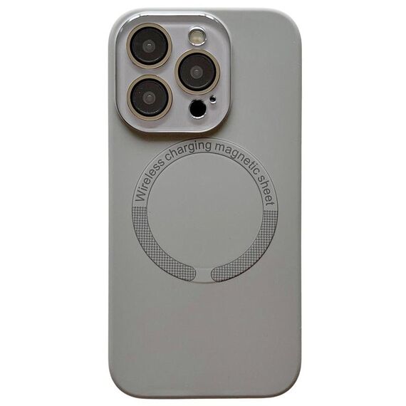 Per iPhone 13 Pro Custodia per telefono in silicone MagSafe con lente in vetro acrilico e finestra piccola (grigio)