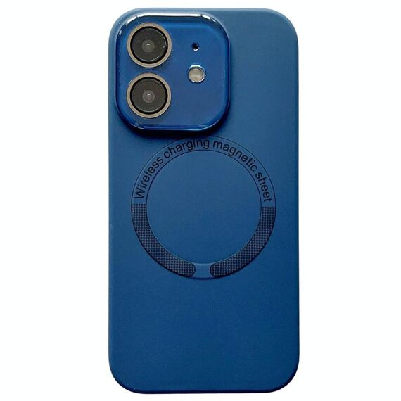 Per iPhone 12 Custodia per telefono in silicone MagSafe con piccola finestra in vetro acrilico (blu notte)