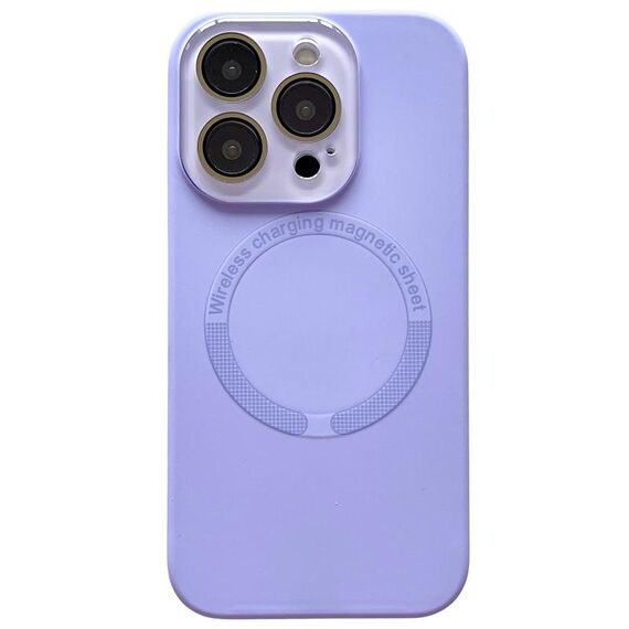 Per iPhone 12 Pro Max Custodia per telefono in silicone MagSafe con piccola finestra in vetro acrilico (viola)