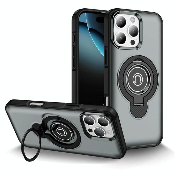 Per iPhone 16 Pro Custodia magnetica per telefono con supporto ad anello (grigio)
