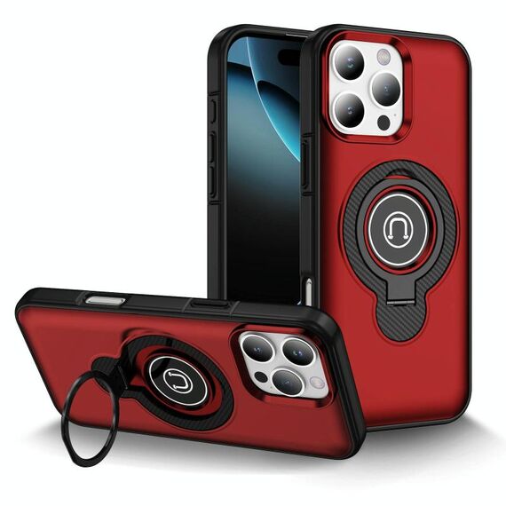 Per iPhone 16 Pro Max Custodia magnetica per telefono con supporto ad anello (rosso)