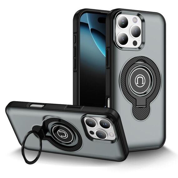 Per iPhone 16 Pro Max Custodia magnetica con supporto ad anello (grigio)