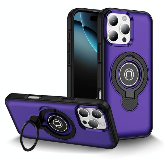 Per iPhone 16 Pro Max Custodia magnetica con supporto ad anello (viola)