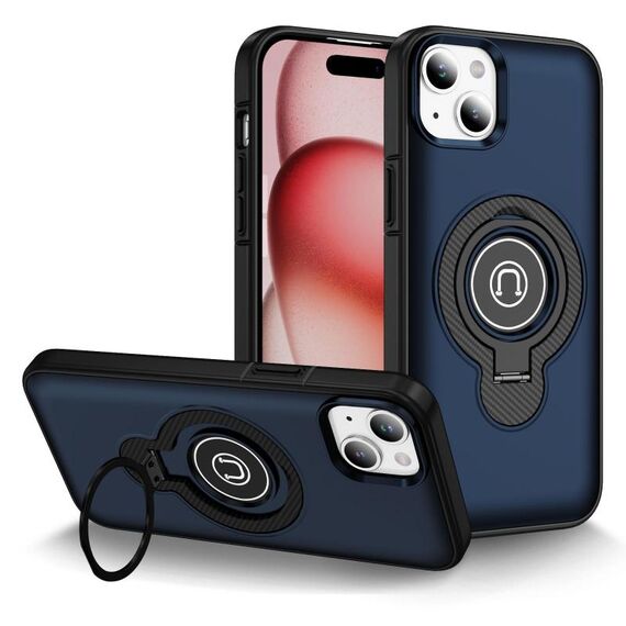 Per iPhone 15 Plus Custodia magnetica per telefono con supporto ad anello (blu)