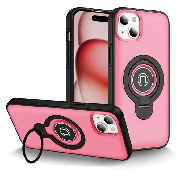 Per iPhone 15 Plus Custodia magnetica con supporto ad anello (rosa brillante)