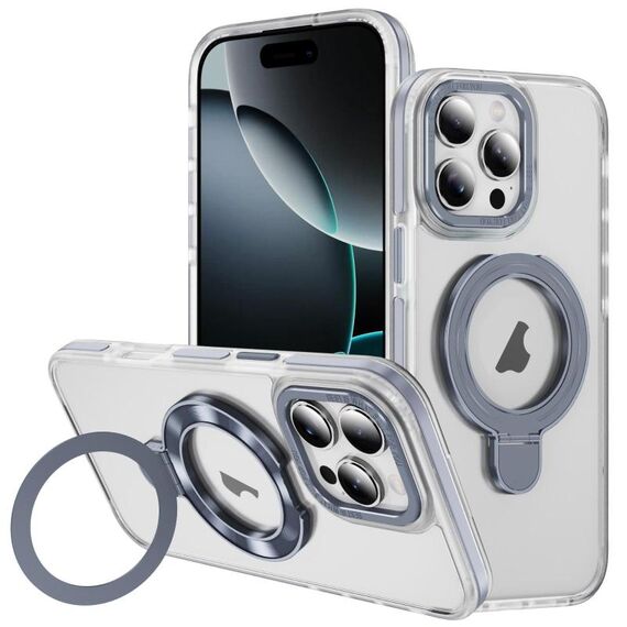 Per iPhone 16 Pro Max Custodia per telefono con supporto magnetico MagSafe in acrilico ibrido TPU bicolore (grigio)