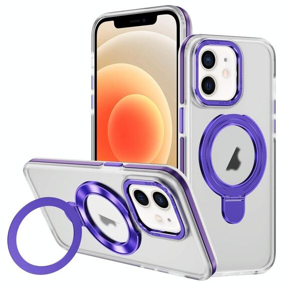 Per iPhone 12 Custodia per telefono con supporto magnetico MagSafe in acrilico ibrido TPU bicolore (viola)