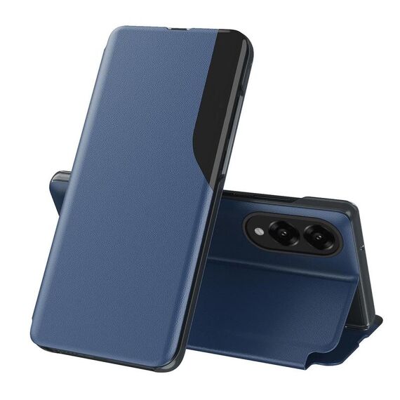 Per Samsung Galaxy S25 Edge 5G Attraction Flip Holder Custodia in pelle per telefono cellulare (blu zaffiro)