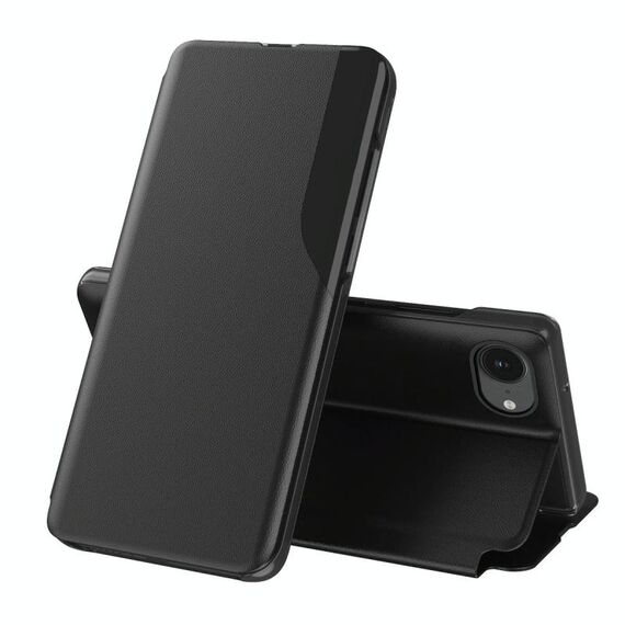 Per iPhone 16e Custodia in pelle con display laterale Flip (nero)