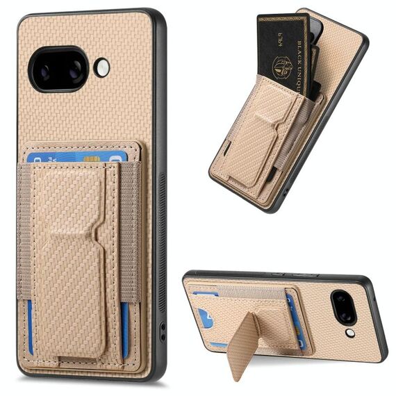 Per Google Pixel 9a Custodia per telefono con supporto elastico pieghevole in fibra di carbonio (cachi)