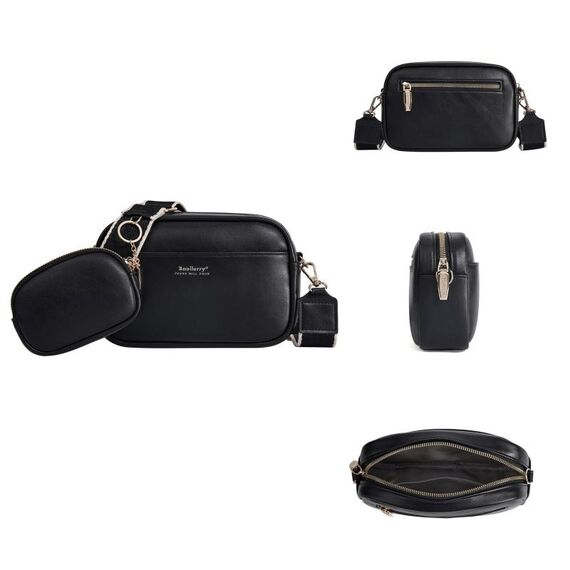 Baellerry N8938 Borsa a tracolla grande capacità piccola quadrata in PU da donna (nera)