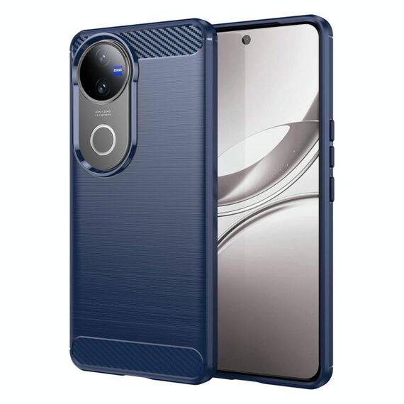 Custodia per telefono in TPU con texture spazzolata in fibra di carbonio per vivo V50 (blu)