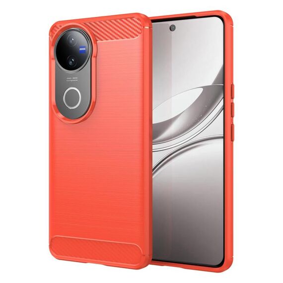 Custodia per telefono in TPU con texture spazzolata in fibra di carbonio per vivo V50 (rosso)