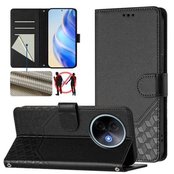 Per vivo Y39 5G Global Honeycomb Embossing RFID Custodia in pelle per telefono (nero)