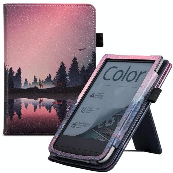 Per Pocketbook PB616 Supporto per poggiamano Custodia per tablet intelligente in pelle verniciata (notte)