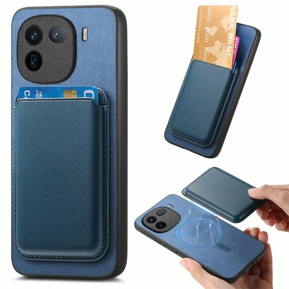 Per vivo Y300+ Retro Magsafe Card Bag PU Cover posteriore Custodia per telefono (blu)