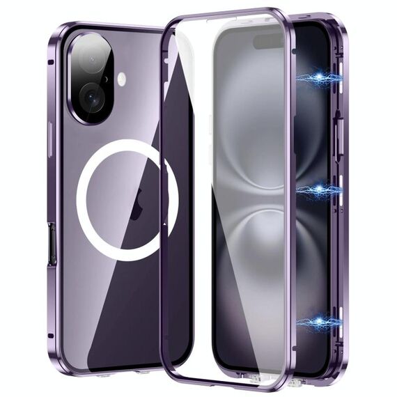 Per iPhone 16 360 Custodia per telefono magnetica smerigliata MagSafe a corpo intero (viola)