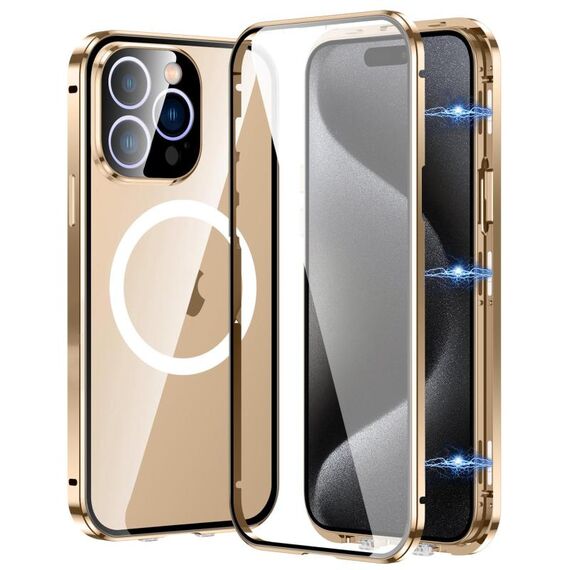 Per iPhone 15 Pro Max 360 Custodia per telefono magnetica smerigliata MagSafe a corpo intero (oro deserto)