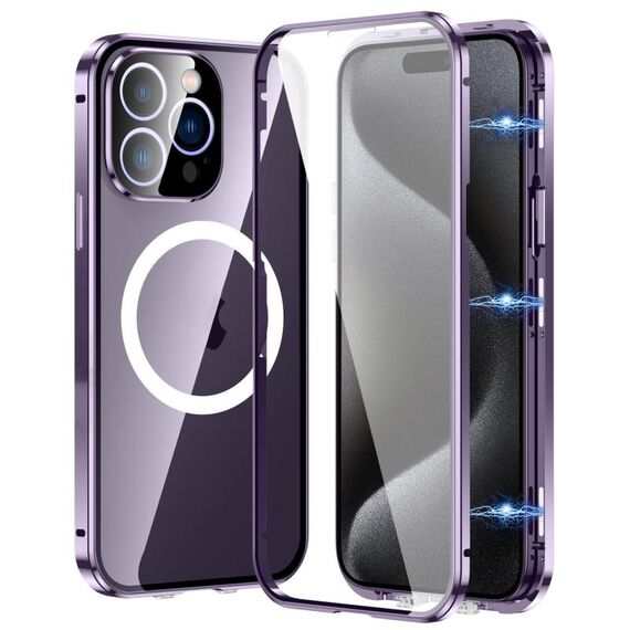 Per iPhone 15 Pro Max 360 Custodia per telefono magnetica smerigliata MagSafe a corpo intero (viola)