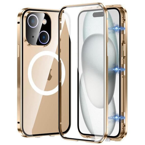 Per iPhone 15 360 Custodia per telefono magnetica smerigliata MagSafe a corpo intero (oro deserto)
