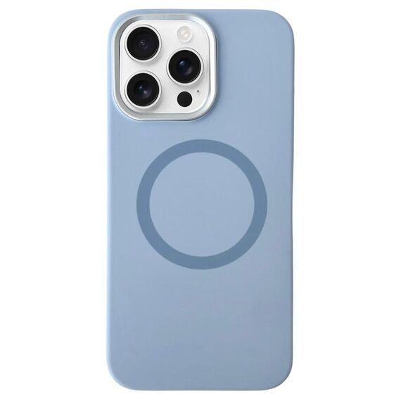 Per iPhone 16 Pro Max Custodia per telefono MagSafe in silicone liquido con struttura in metallo (Sierra Blue)