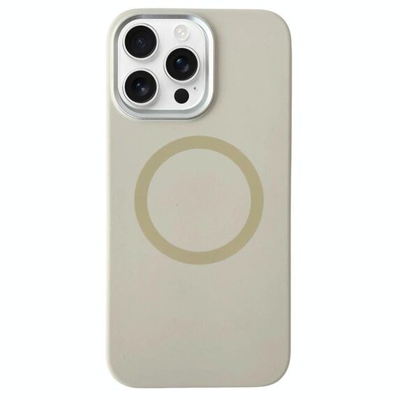 Per iPhone 16 Pro Custodia per telefono MagSafe in silicone liquido con struttura in metallo (bianco latte)