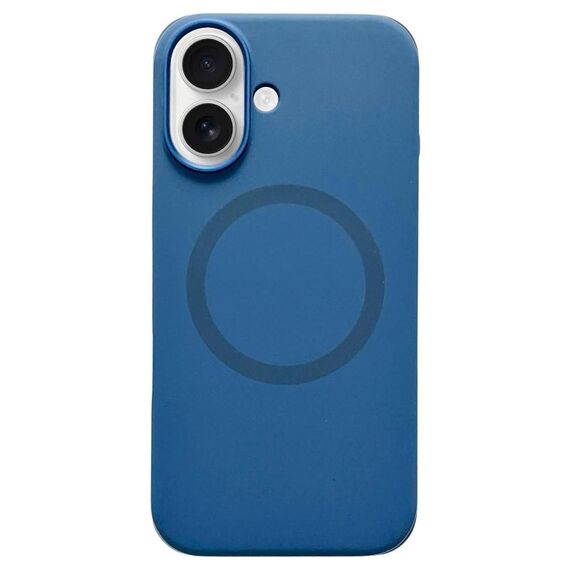 Per iPhone 16 Plus Custodia per telefono MagSafe in silicone liquido con struttura in metallo (blu navy)