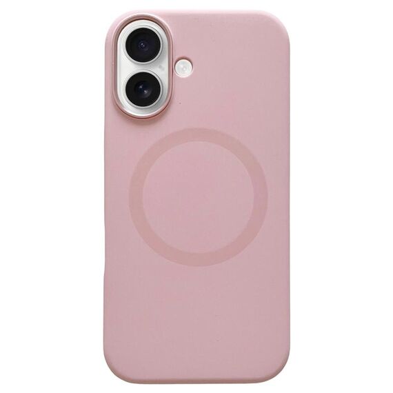 Per iPhone 16 Plus Custodia per telefono MagSafe in silicone liquido con struttura in metallo (rosa ciliegio)