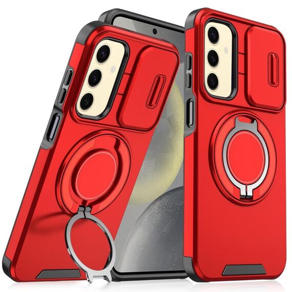 Custodia per telefono con supporto ad anello scorrevole Camshield per Samsung Galaxy S25+ 5G (rossa)