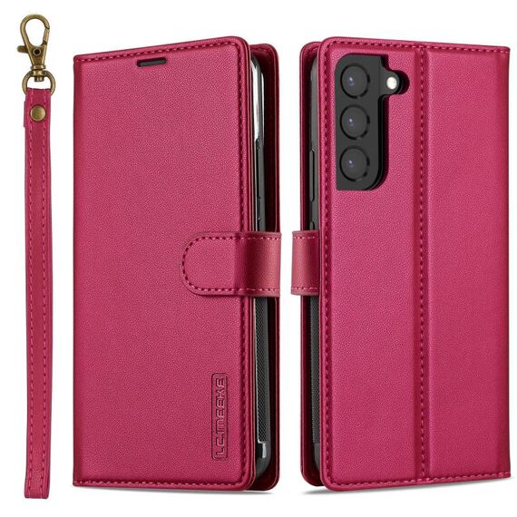 Custodia per telefono in PU Magsafe staccabile con cordino per Samsung Galaxy S25+ 5G LC.IMEEKE L2 Series (rosso)